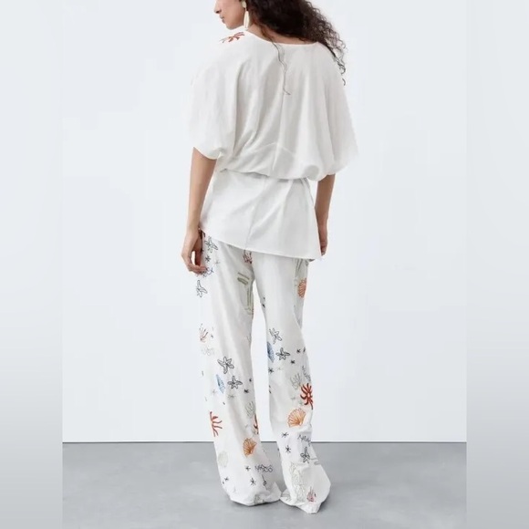 Zara Matching Set Embroidered Top and Bottom 2 Piece Set Size S and M Beach Pool - Picture 3 of 9